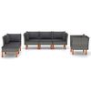 vidaXL 6 pcs conj. lounge jardim vime PE e madeira eucalipto cinzento
