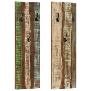 vidaXL Bengaleiros parede 2 pcs 36x3x110 cm madeira recuperada maci&ccedil;a