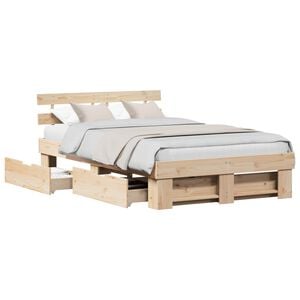 vidaXL Estrutura da Cama com cabeceira Castanho 140 x 190 cm