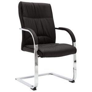 vidaXL Cadeira de escrit&oacute;rio cantilever em couro artificial preto
