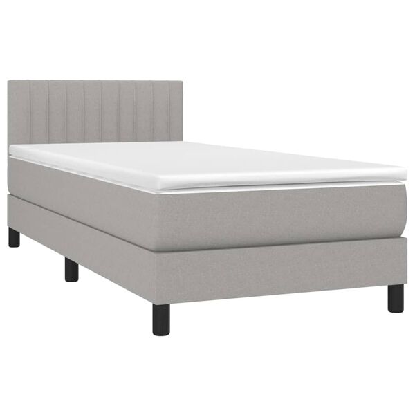 vidaXL Cama box spring c/ colch&atilde;o e LED 80x200 cm tecido cinza-claro