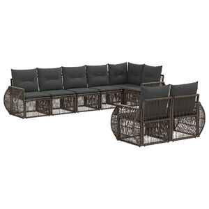 vidaXL Conjunto de Sof&aacute; de Jardim 8 unid. Cinza e Cinza Escuro vime PE
