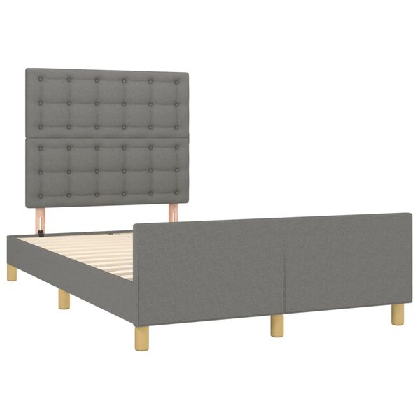 vidaXL Estrutura de cama sem colch&atilde;o 120x200 cm tecido cinzento-escuro