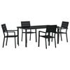 vidaXL Conjunto de Jantar para Jardim 5 pcs Preto A&ccedil;o revestido a p&oacute;