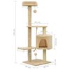 vidaXL &Aacute;rvore p/ gatos c/ postes arranhadores sisal 120 cm bege