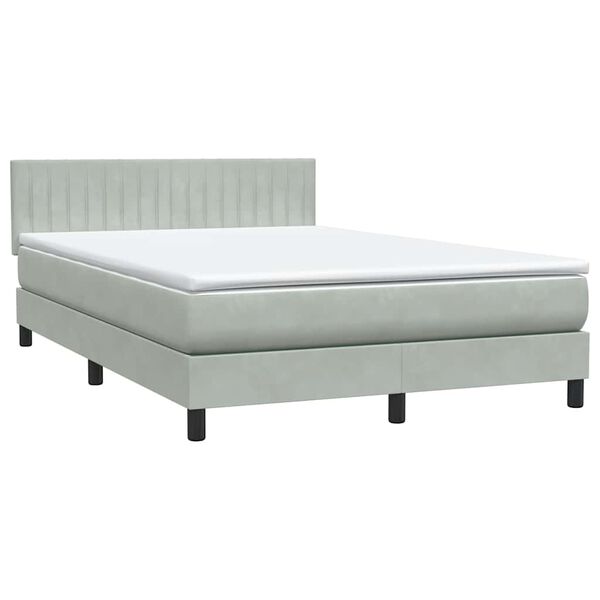 vidaXL Cama com molas/colch&atilde;o 160x210 cm veludo cinzento-claro