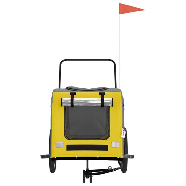 vidaXL Reboque bicicleta p/ animais tecido oxford/ferro amarelo/cinza