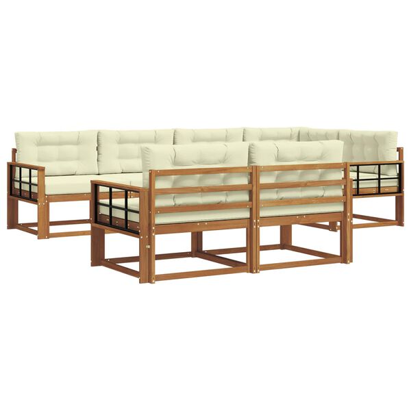 vidaXL Conjunto de Sof&aacute;s para Exterior 7 pcs Natural e Creme