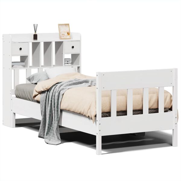 vidaXL Cama sem colch&atilde;o 90x190 cm madeira de pinho maci&ccedil;a branco