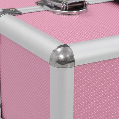 vidaXL Caixa de maquilhagem 37x24x35 cm alumínio rosa
