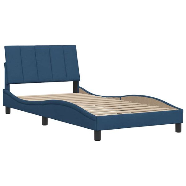 vidaXL Estrutura de cama sem colch&atilde;o Hanko 100x200 cm tecido azul