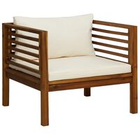 vidaXL Cadeira de jardim com almofadões branco nata acácia maciça