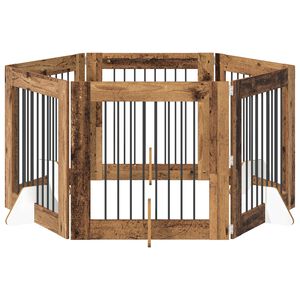 vidaXL Port&atilde;o de C&atilde;o com Suportes 6 pcs Madeira antiga 80 x 80 cm