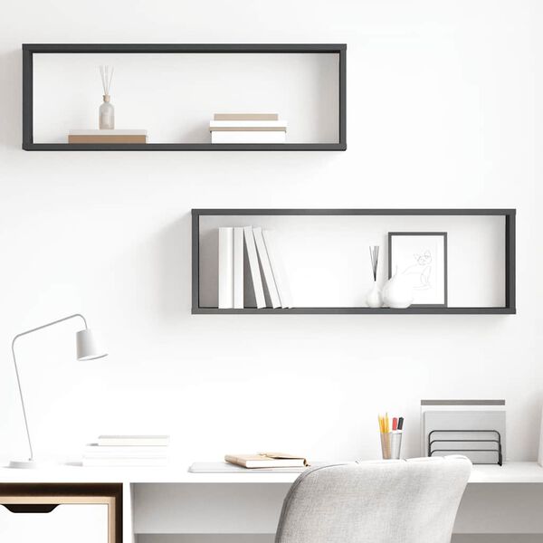 vidaXL Estantes de parede c&uacute;bicas 2pcs contrapl. 80x15x26,5cm cinzento