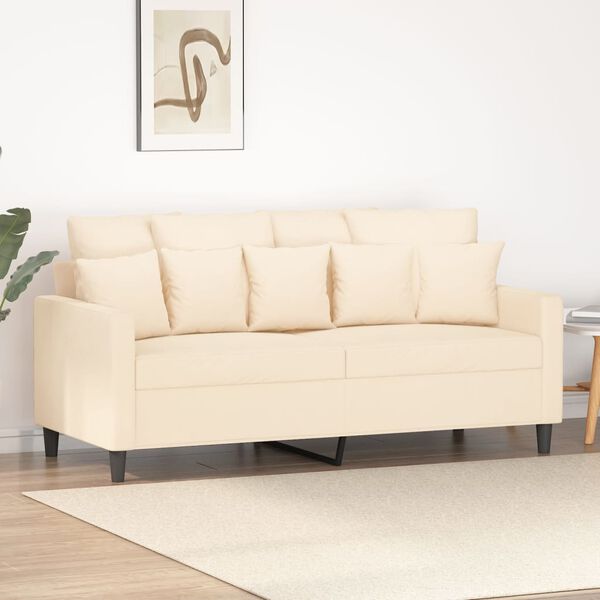 vidaXL Sof&aacute; de 2 lugares veludo 140 cm cor creme