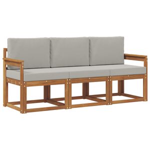 vidaXL Conjunto de Sof&aacute;s para Exterior 3 pcs Cinza Natural e Claro