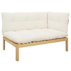 vidaXL Unidade Sof&aacute; de Canto Ac&aacute;cia Clara e Branco Creme