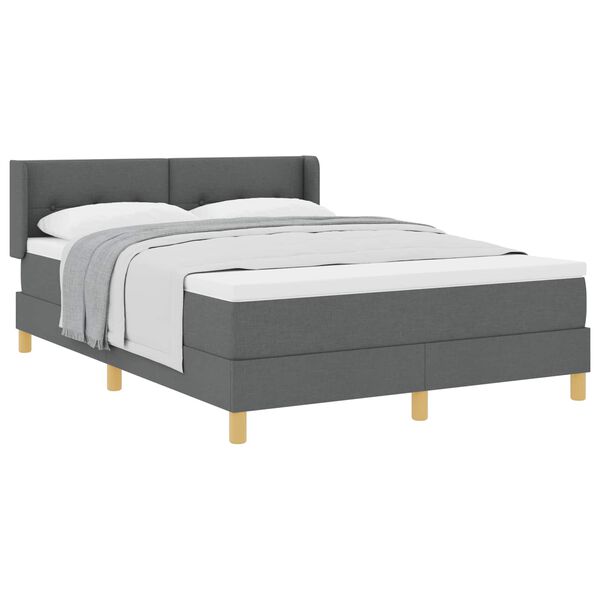 vidaXL Cama Box com colch&atilde;o Cinza Escuro 190 x 140 cm Poli&eacute;ster