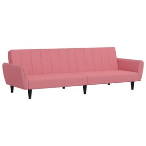 vidaXL Sof&aacute;-cama de 2 lugares veludo rosa
