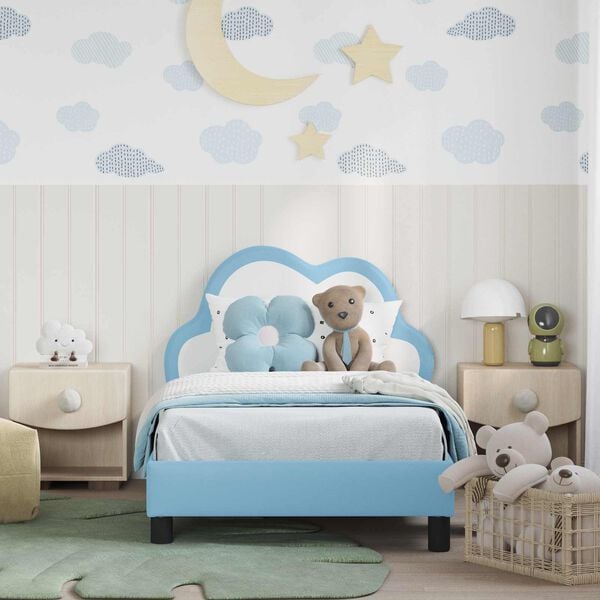 vidaXL Estrutura de Cama Infantil com Cabeceira Azul 80 x 160 cm PU