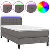 vidaXL Cama box spring c/ colch&atilde;o/LED 80x200 cm couro artificial cinza