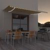 vidaXL Toldo retrátil manual com LED 500x300 cm amarelo e branco