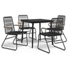 vidaXL Conjunto de jantar para jardim 5 pcs vime PVC preto