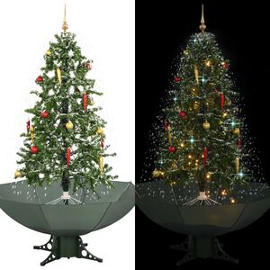 vidaXL &Aacute;rvore de Natal com neve base formato guarda-chuva 170 cm verde
