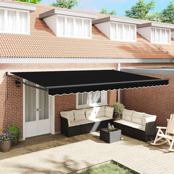 vidaXL Toldo Manual Preto 500 x 300 x 165 cm Poli&eacute;ster e Metal