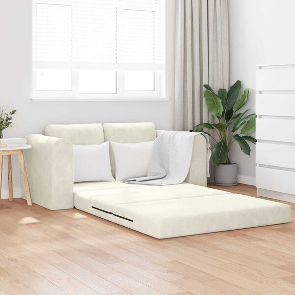vidaXL Sof&aacute;-Cama 60cm Creme Veludo