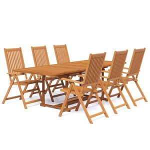vidaXL 7 pcs conjunto de jantar para jardim madeira de ac&aacute;cia maci&ccedil;a 160-240 cm