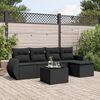 vidaXL 6 pcs conjunto sofás de jardim c/ almofadões vime PE preto