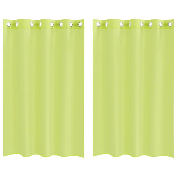 vidaXL Cortinas de voile com ilh&oacute;s 2 pcs verde-ma&ccedil;&atilde; 140x175 cm