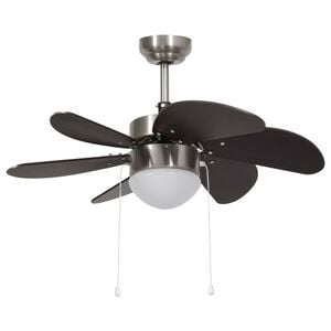 vidaXL Ventoinha de teto com luz 76 cm castanho-escuro