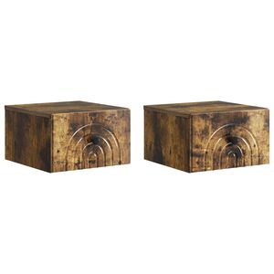 vidaXL Gabinete de Canto Montado na Parede 2 pcs Carvalho Fumado