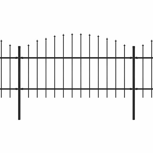 vidaXL Cerca de jardim com topo em forma de lan&ccedil;a em a&ccedil;o 1781,5x125 cm, preta