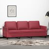 vidaXL Sof&aacute; de 3 lugares 180 cm couro artificial vermelho tinto