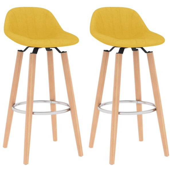 vidaXL Bancos de bar 2 pcs tecido amarelo mostarda
