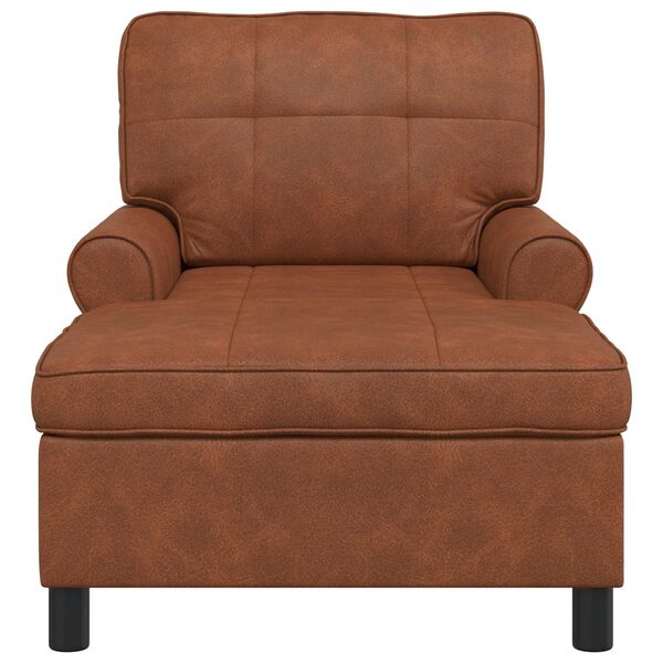 vidaXL Chaise Lounge com almofada Castanho 91 x 157 x 91 cm PU Antigo