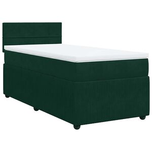 vidaXL Cama com molas/colch&atilde;o 100x200 cm veludo verde-escuro