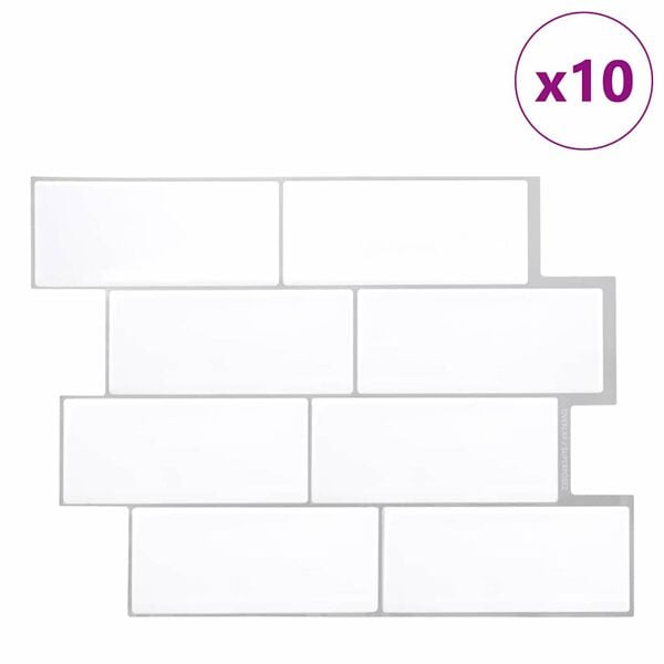 vidaXL Adesivos Decorativos 10 pcs Branco e Cinza 29,4 x 21,4 x 0,8 cm