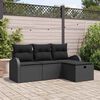 vidaXL Conjunto de Sof&aacute; de Jardim com almofada 4 pcs Preto vime PE