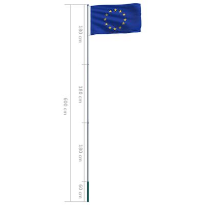 vidaXL Bandeira da Europa com mastro de alumínio 6 m