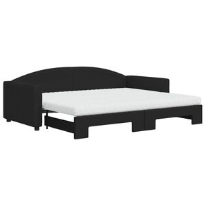 vidaXL Sof&aacute;-cama com gavet&atilde;o e colch&otilde;es 90x200 cm tecido preto