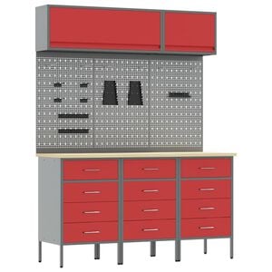 vidaXL Conjunto de Arm&aacute;rios de Trabalho com gaveta 8 unid. Vermelho