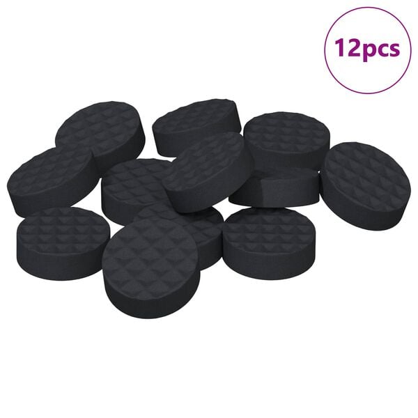 vidaXL Pads para P&eacute;s de M&oacute;veis 12 pcs Preto &Oslash; 14 x 4 mm EVA