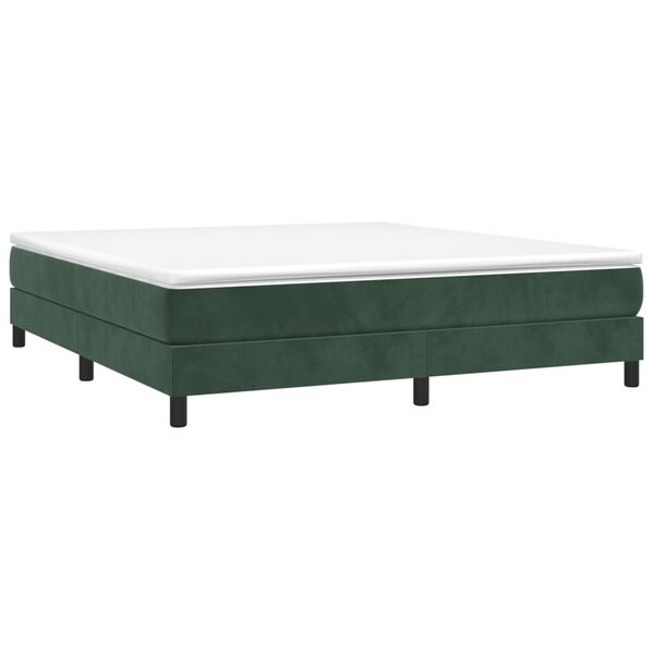 vidaXL Cama com molas/colch&atilde;o 160x200 cm veludo verde-escuro