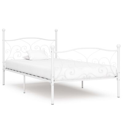 vidaXL Estrutura de cama com estrado de ripas 100x200 cm metal branco