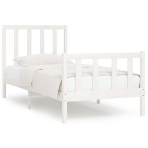 vidaXL Estrutura cama pequena solteiro 75x190 cm madeira maci&ccedil;a branco