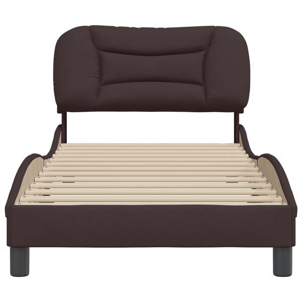 vidaXL Estrutura de cama sem colch&atilde;o Hvar 90x190 cm tecido castanho-escuro